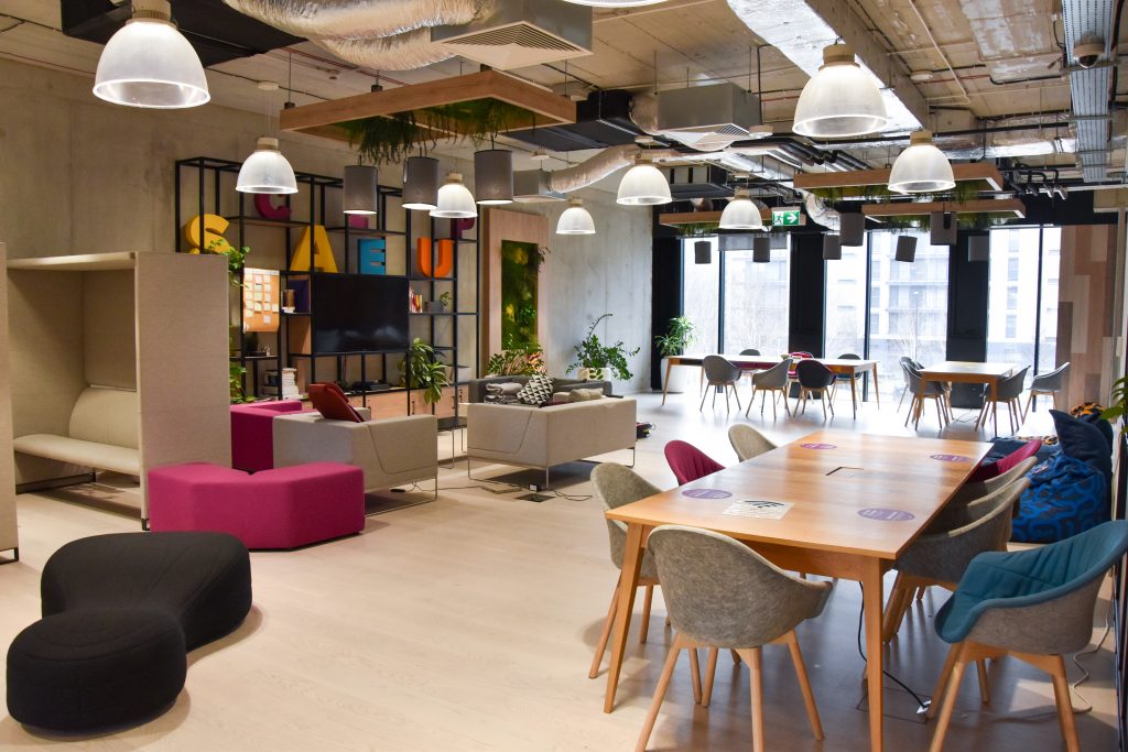 A common room at HubHub Postępu in Warsaw, where AIDA has its office.