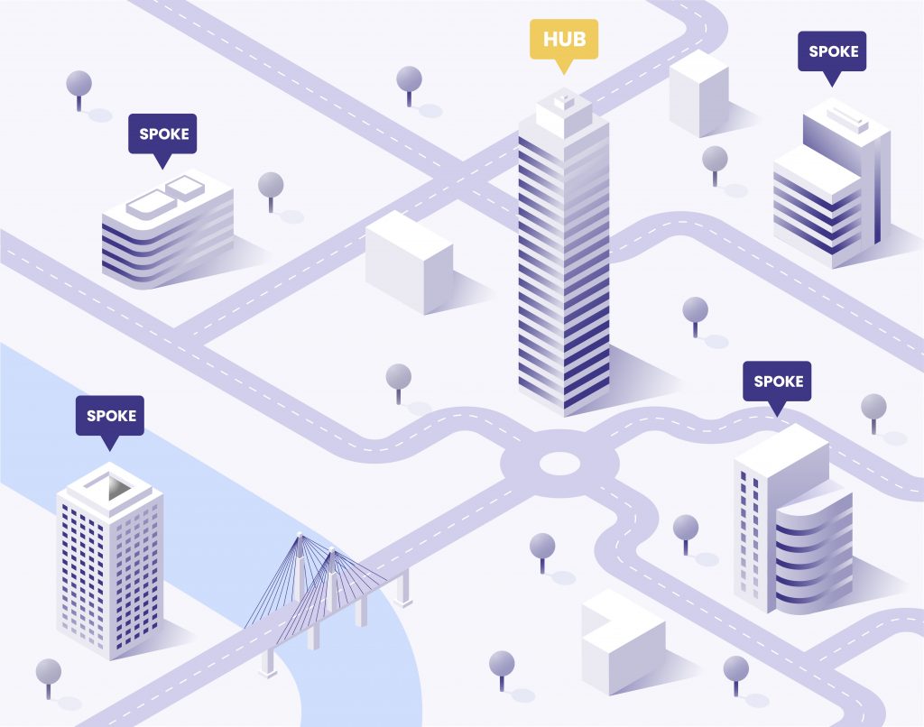 Hub-and-spoke office model