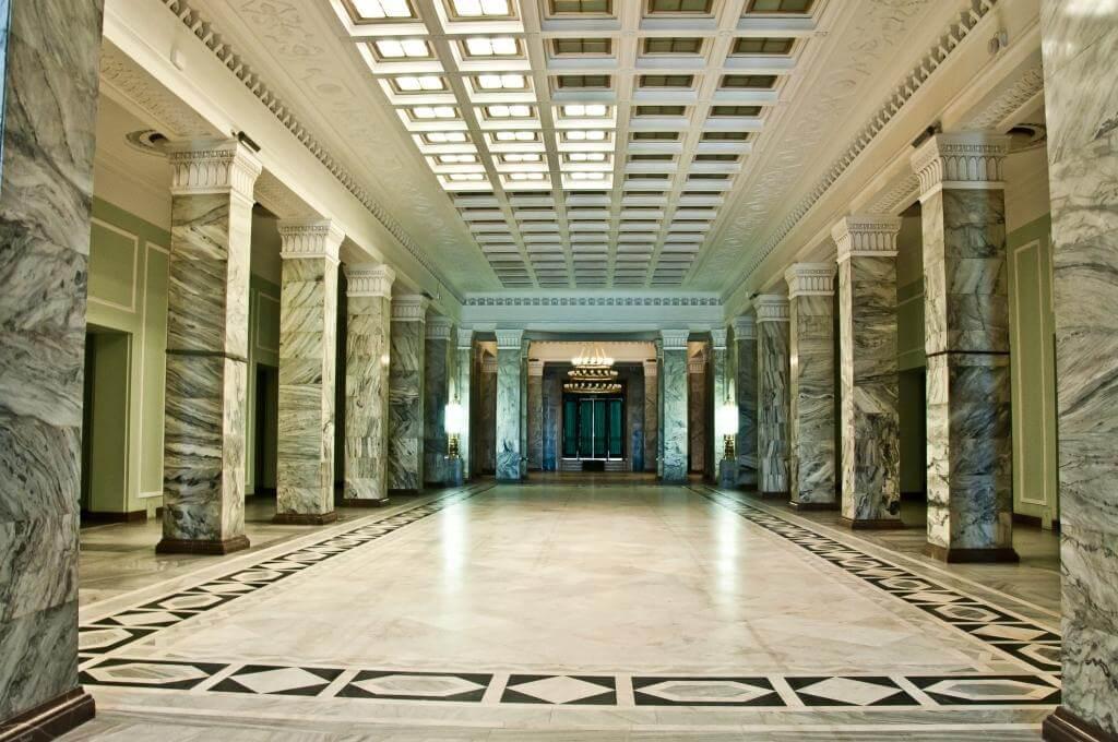 Hallway inside the Palace of Culture in Warsaw